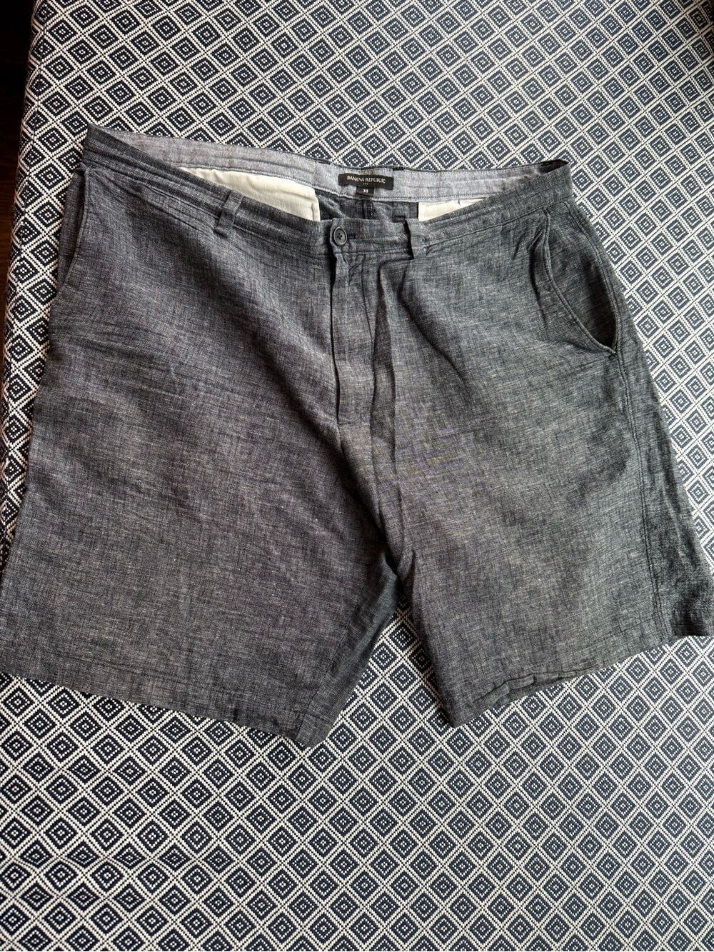 Banana Republic Charcoal Gray Men's Flat Front Linen Shorts